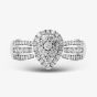 9ct White Gold Diamond Pear Shape Cluster Shoulder Set Ring TH012525113977