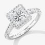 Platinum 0.48ct Princess Cut Diamond Shoulder Set Halo Ring ENG4036SMTPLAT