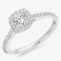 Platinum 0.55ct Certificated Cushion Cut Diamond Halo Ring ENG4049SMTPT