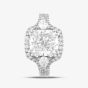 Platinum Certified 3.85ct Cushion, Brilliant & Pear Cut Diamond Shoulder Set Halo Ring 15597
