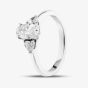Platinum Certified 1.10ct Oval & Pear Cut Diamond Shoulder Set Solitaire Ring RN10794