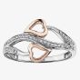 9ct Two Tone Gold Diamond Open Heart Wave Ring CH545WR-10