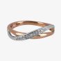 9ct White and Rose Gold Diamond Crossover Ring GR447