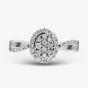 Sterling Silver 0.10ct Diamond Oval Cluster Shoulder Set Ring THR31374-10CH R (SIL)