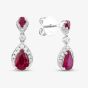 18ct White Gold Pear Cut Ruby & Brilliant Cut Diamond Tear Drop Earrings LG263/EA-PR(RU)