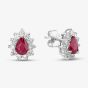 18ct White Gold 1.83ct Pear Cut Ruby & 0.92ct Diamond Cluster Stud Earrings MQ9353