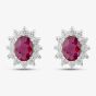 18ct White Gold 1.91ct Oval Cut Ruby & 0.89ct Diamond Cluster Stud Earrings MQ9239