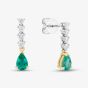 18ct Yellow Gold 0.72ct Pear Cut Emerald & 0.30ct Brilliant Cut Diamond Dropper Earrings 49724J5