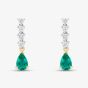 18ct Yellow Gold 0.72ct Pear Cut Emerald & 0.30ct Brilliant Cut Diamond Dropper Earrings 49724J5
