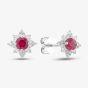 18ct White Gold 0.52ct Ruby & 0.23ct Brilliant Cut Diamond Star Halo Stud Earrings 39736