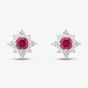18ct White Gold 0.52ct Ruby & 0.23ct Brilliant Cut Diamond Star Halo Stud Earrings 39736