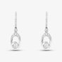 18ct White Gold 0.70ct Brilliant Cut Open Oval Swirl Huggie Dropper Earrings LG306/EA-PR