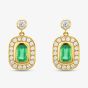 18ct Yellow Gold Emerald Cut Emerald & Brilliant Cut Diamond Dropper Earrings LG327/EA-PR(EM)