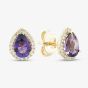 Tivon 18ct Yellow Gold Pear Cut Amethyst & Diamond Stud Earrings EY-0874-AM