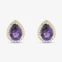 Tivon 18ct Yellow Gold Pear Cut Amethyst & Diamond Stud Earrings EY-0874-AM