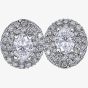 18ct White Gold 0.75ct Oval-cut Diamond Halo Cluster Stud Earrings E3781W/75-18