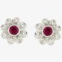 Ungar & Ungar 18ct White Gold Diamond & Ruby Flower Stud Earrings 8WE3969(A)D RU