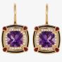 Ungar & Ungar 18ct Rose Gold Amethyst Diamond & Ruby Dropper Earrings 8RE5722D RU AM