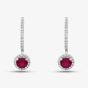 18ct White Gold Brilliant Cut Ruby & Diamond Hoop Earrings E39071GW18RB