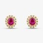 18ct Yellow Gold Oval Cut Ruby & Brilliant Cut Diamond Halo Stud Earrings EFX1440RU 18KY