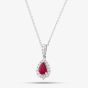 18ct White Gold 1.10ct Pear Cut Ruby & 0.41ct Brilliant Cut Diamond Pendant Necklace LG238/EA(RU)-PR