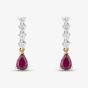 18ct Two Colour Gold Ruby & Diamond Dropper Earrings 39724