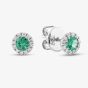 18ct White Gold Emerald & Diamond Cluster Stud Earrings 46845