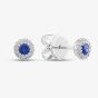 18ct White Gold Sapphire & Diamond Halo Stud Earrings 26845