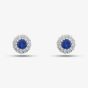 18ct White Gold Sapphire & Diamond Halo Stud Earrings 26845