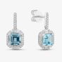 18ct White Gold Asscher Cut Aquamarine & Brilliant Cut Diamond Square Dropper Earrings LG232/EA(AQ)
