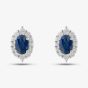 18ct White Gold Oval Cut Sapphire & Brilliant Cut Diamond Halo Earrings LG237/EA(BS)