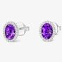 Tivon Classic 18ct White Gold Oval Amethyst & Diamond Cluster Stud Earrings EW-0872-AM