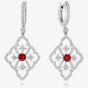 Tivon 18ct White Gold Ruby & Diamond Fleur De Lis Dropper Earrings EW-0798-RB