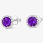 Tivon 18ct White Gold Amethyst & Diamond Round Cluster Stud Earrings EW-0871-AM
