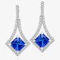 Tivon 18ct White Gold Princess-Cut Tanzanite & Diamond Dropper Earrings EW-0826-TZ