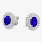 Tivon 18ct White Gold Oval Tanzanite and Diamond Halo Cluster Stud Earrings EW-0907-TZ
