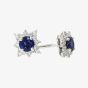 18ct White Gold Sapphire Diamond Star Cluster Stud Earrings 29736