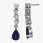 18ct White Gold Five Stone Sapphire Diamond Dropper Stud Earrings 29724