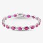 18ct White Gold 17.44 Oval Cut Ruby & 0.60ct Brilliant Cut Diamond Tennis Bracelet MQ3333