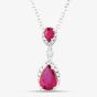 18ct White Gold Pear Cut Ruby & Brilliant Cut Diamond Tear Drop Pendant Necklace LG263/NA(RU)