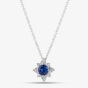 18ct White Gold 0.43ct Sapphire & 0.18ct Brilliant Cut Diamond Star Halo Necklace 29292