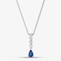 18ct White Gold 0.44ct Pear Cut Sapphire & 0.15ct Brilliant Cut Diamond Necklace 29290