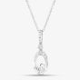18ct White Gold 0.26ct Brilliant Cut Diamond Oval Open Swirl Pendant Necklace LG306/PA+CH