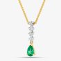 18ct Yellow Gold 0.40ct Pear Cut Emerald & 0.15ct Brilliant Cut Diamond Pendant Necklace 49290