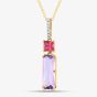 18ct Yellow Gold Multi Cut Amethyst & Topaz & 0.06ct Diamond Pendant Necklace LG320/PA(PTO/AM)
