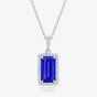 Tivon 18ct White Gold 4.06ct Emerald Cut Tanzanite & Diamond Royale Pendant PW-0994-TZ