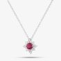 18ct White Gold Brilliant Cut Ruby & Diamond Star Necklace 39292G2