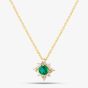 18ct Yellow Gold Round Cut Emerald & Diamond Cluster Pendant Necklace 49292