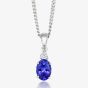 Tivon Classic 18ct White Gold Oval Tanzanite & Diamond Necklace CPW1SOV7TZ