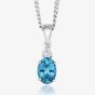 Tivon 18ct White Gold Oval-Cut Aquamarine & Diamond Necklace PW-0371-SAQ